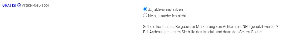 Gratis-Tool Neue Artikel