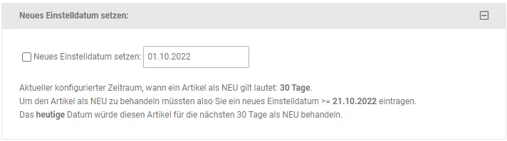 Gratis-Tool Einstelldatum