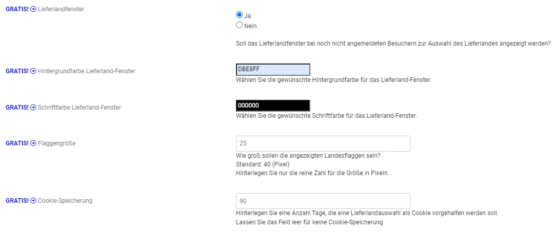 Gratis-Tool Lieferland