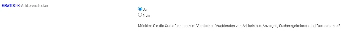 Gratis-Tool Artikelverstecker