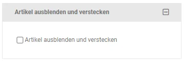 Gratis-Tool Artikelverstecker Dialog