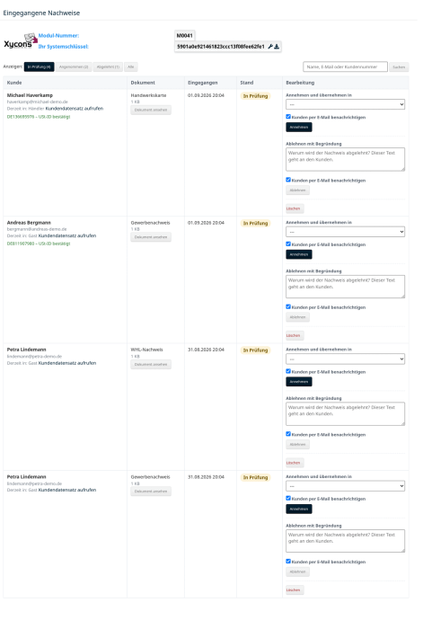 M0041 - Gewerbenachweis - Nachweisverwaltung