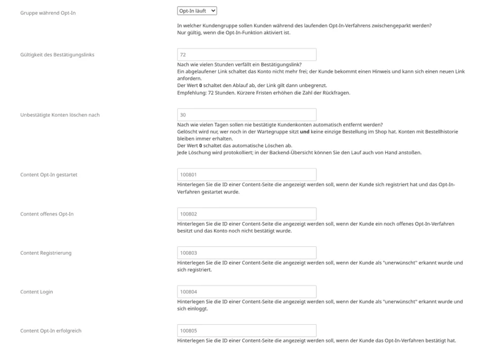 Kundenblocker & OptIn-Accounts - Setup B
