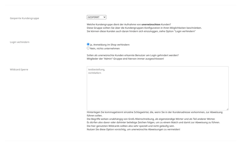 Kundenblocker & OptIn-Accounts - Setup C