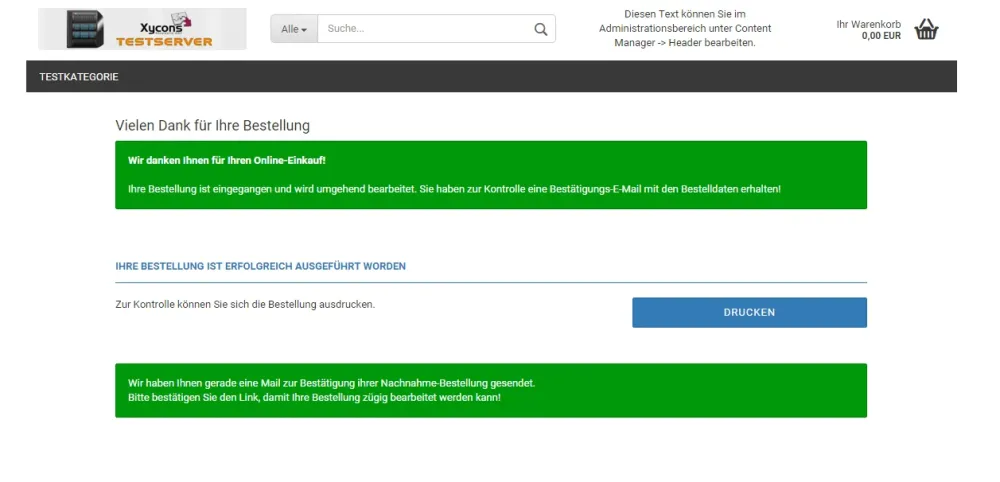 Nachnahme-Bestätigung Info