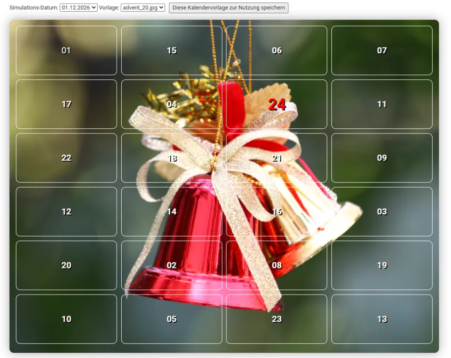 Adventskalender Kalenderbeispiel