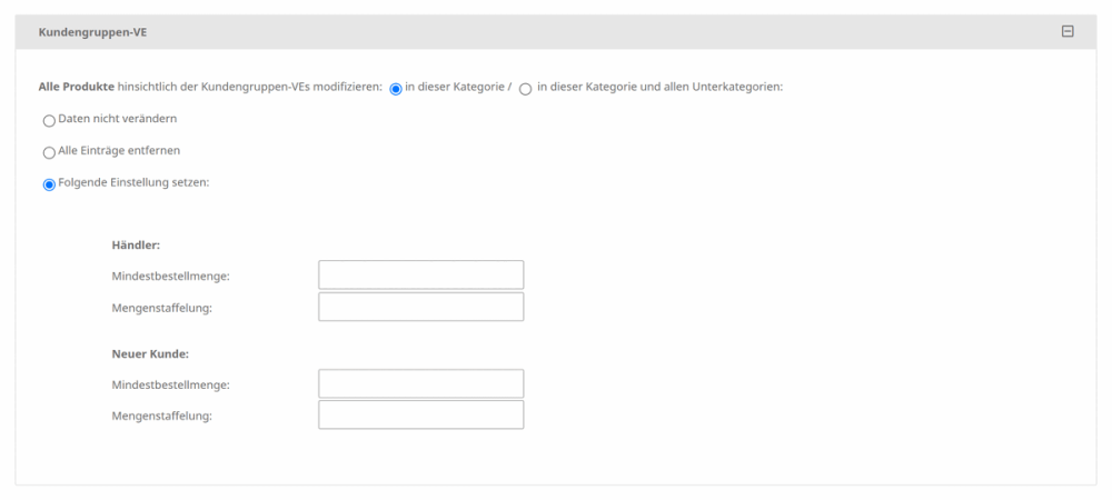 M0044 - Abweichende Mindestmengen - Serienänderung