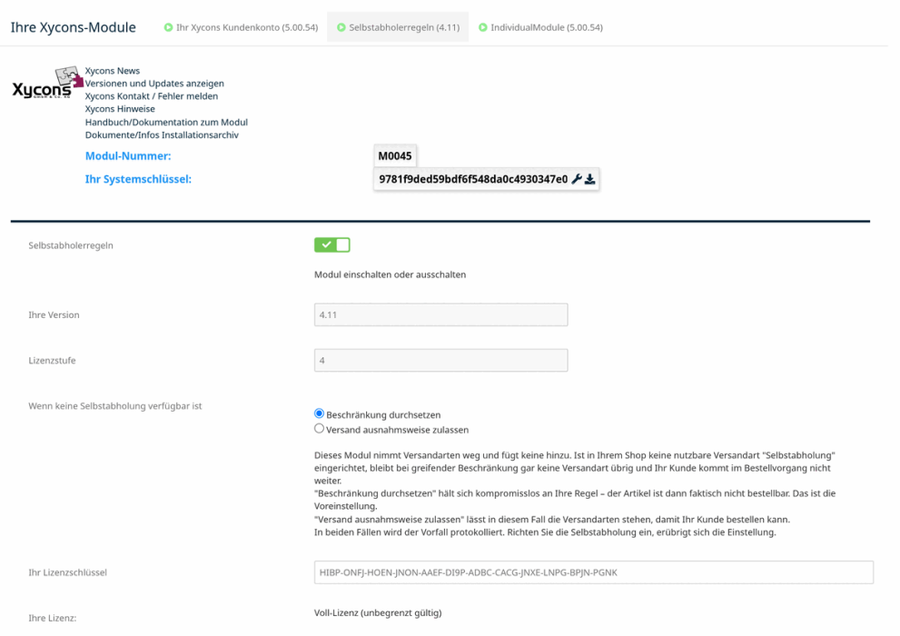 M0045 - Selbstabholer-Regeln - Setup