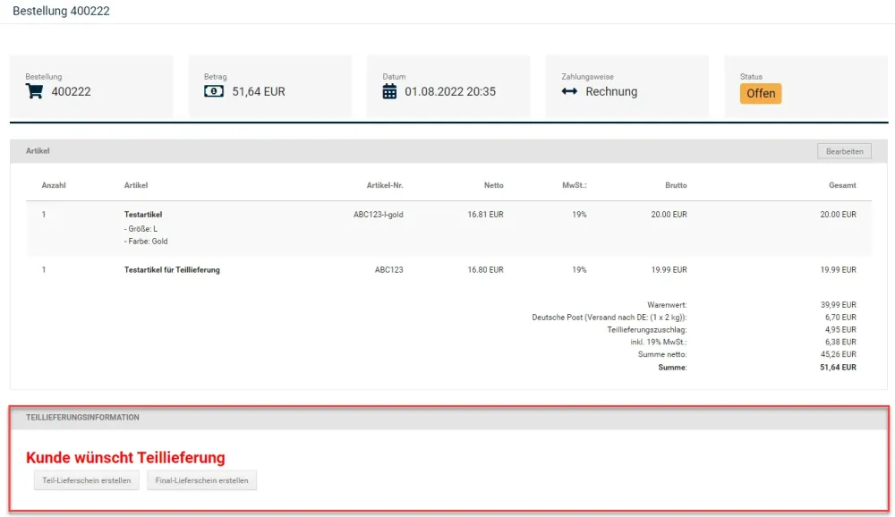 M0049 - Bestellbearbeitung