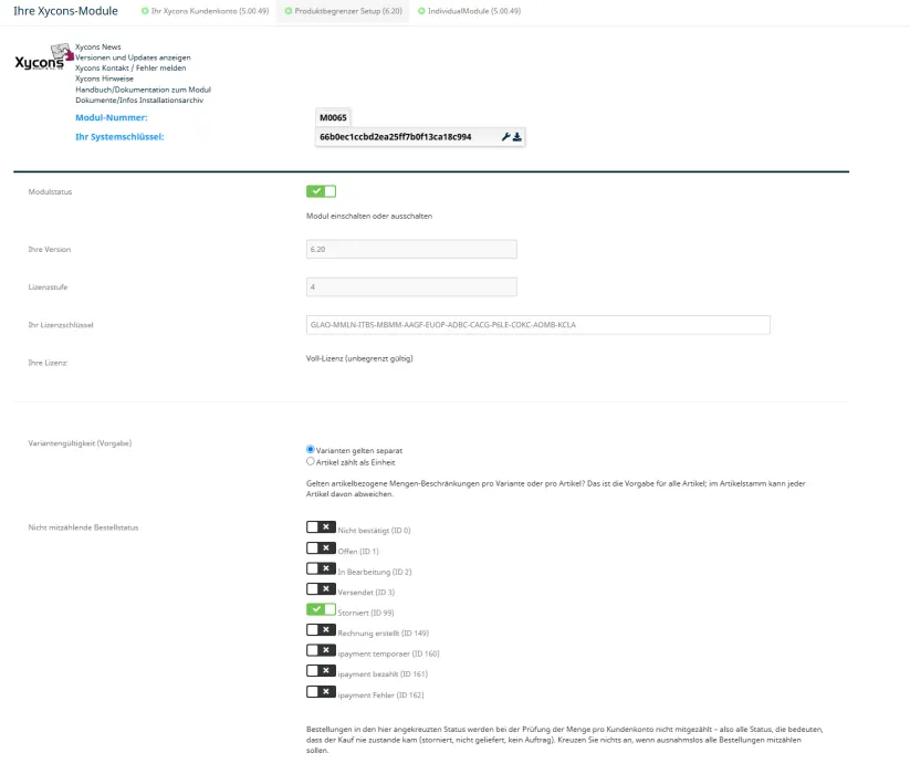 M0065 - Produktbegrenzer - Setup A