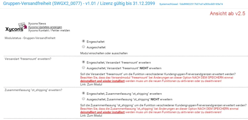 Versandkostenfreie Kundengruppen - ab 2.5