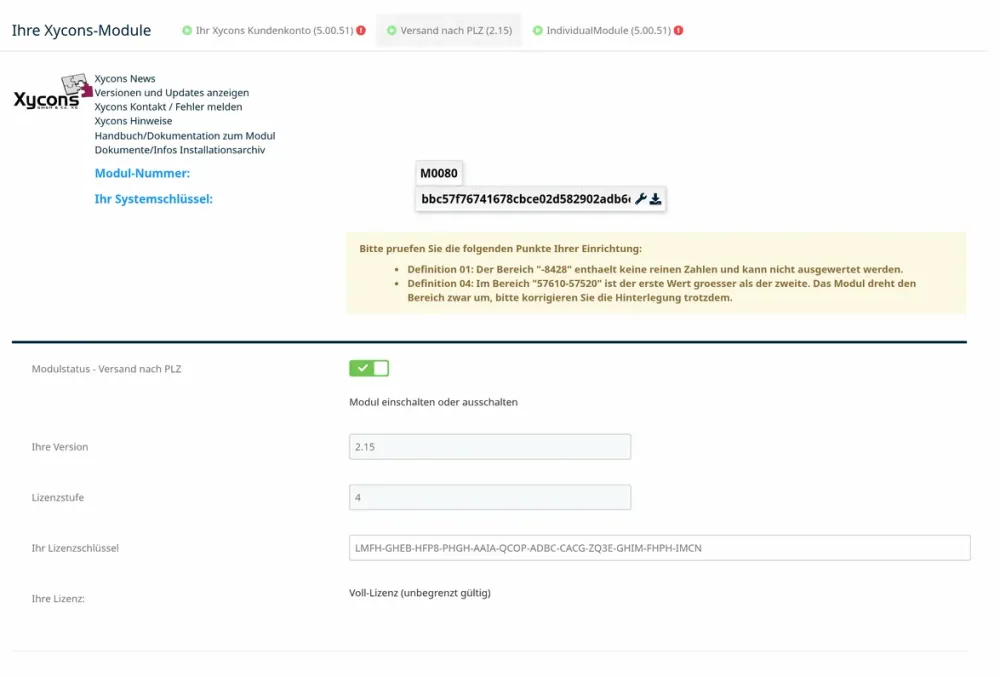 M0080 - Versand nach PLZ - Setup 1