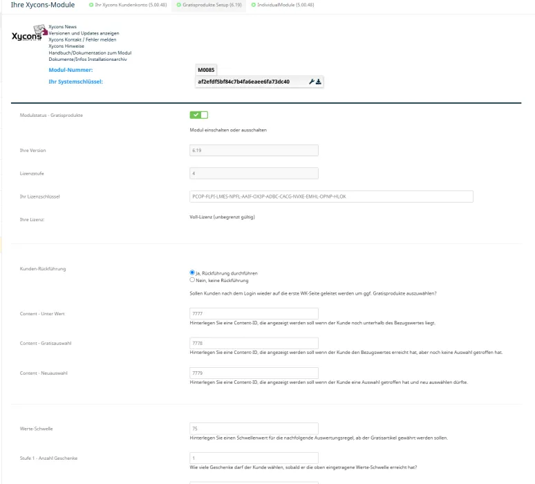 Setup Gratis-Artikel