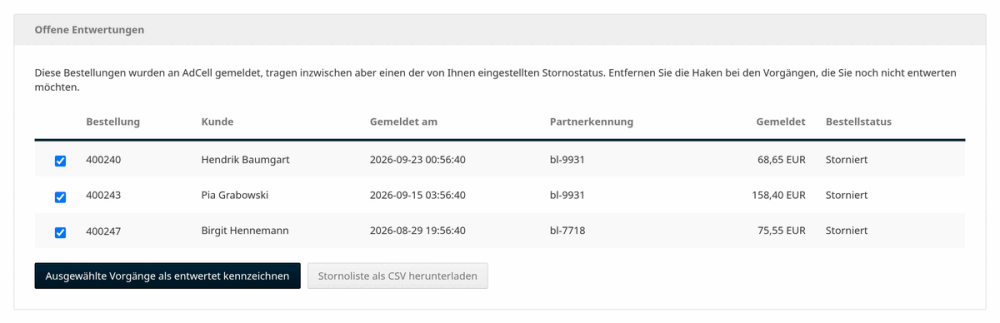 M0089 - AdCell-Tracking - Entwertungen