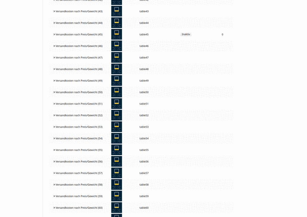 M0096 - MoreTablesXL - Versandarten Backend 3