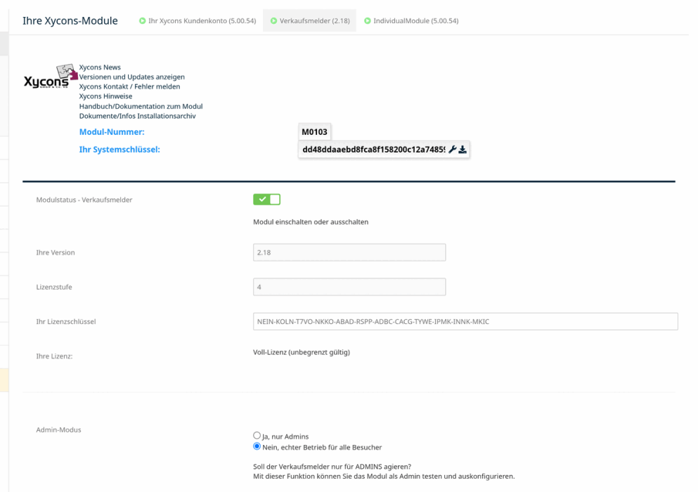 M0103 - Verkaufsmelder- Setup 1