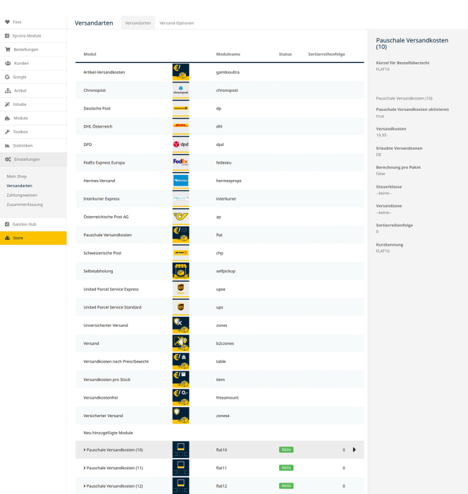 M0121 - More Flats XXL - Versandmodulübersicht