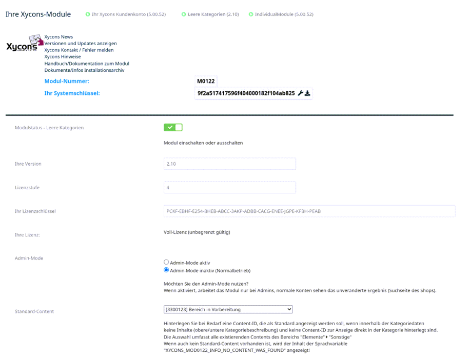 M0122 - Leere Kategorien - Setup
