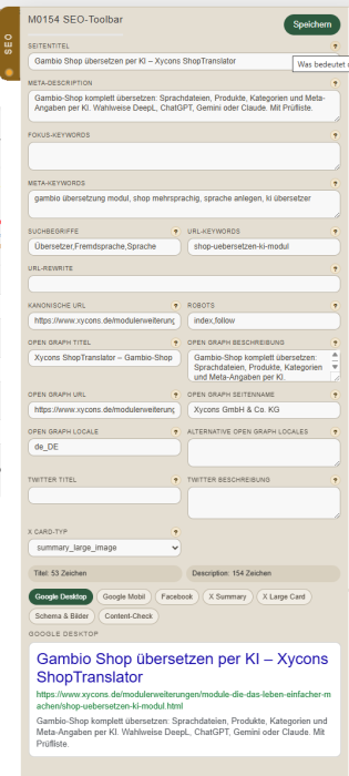 M0154 - Ultimative SEO-Suite -  Frontend-Tool