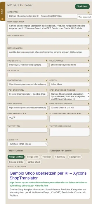 M0154 - Ultimative SEO-Suite -  Frontend-Tool