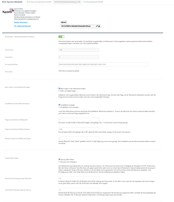 M0167 - Warenkorbwiederhersteller - Setup A