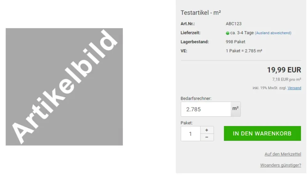VPE-Rechner Beispiel B