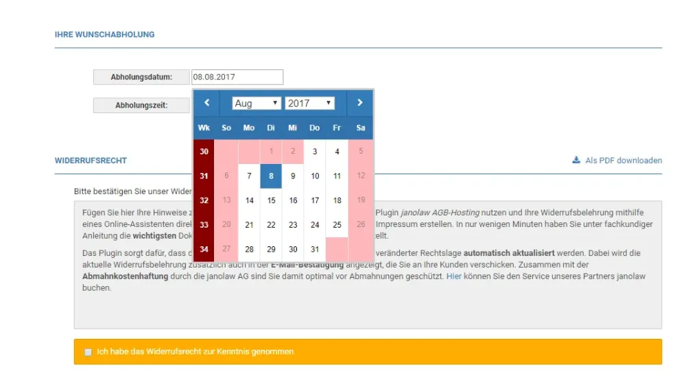 Wunschabholung Kalender