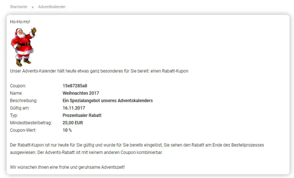 Adventskalender Anzeige WK
