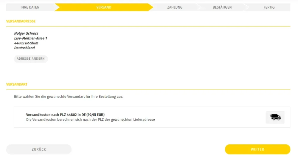 M0080 - Versandauswahl