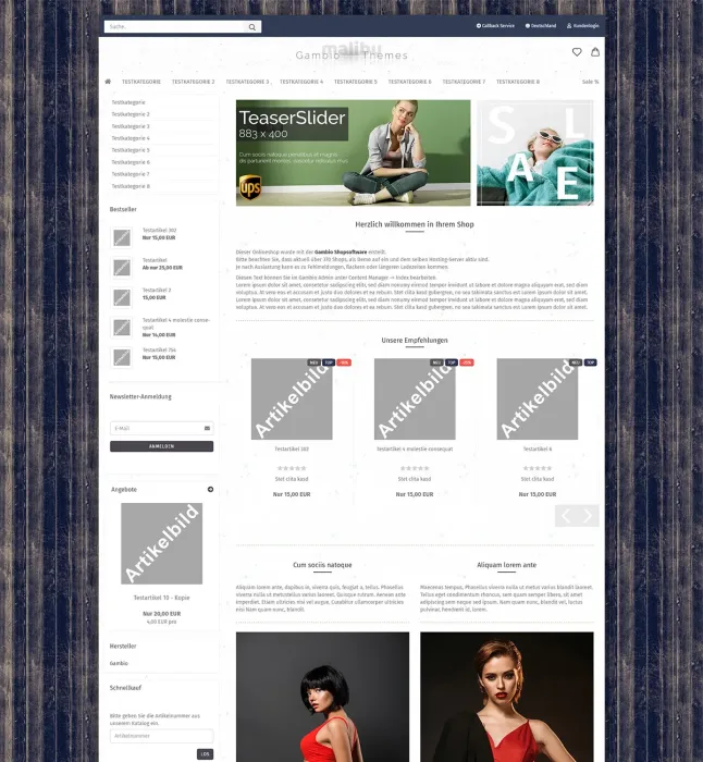 Theme für Gambio Mode Fashion, Kleider