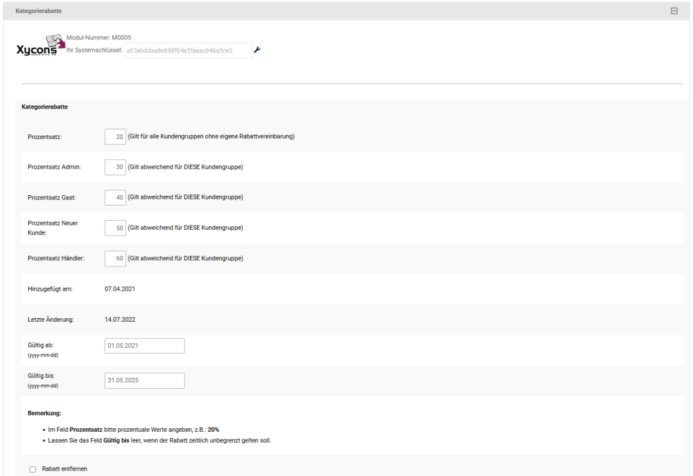 M0005 - Setup Rabatt