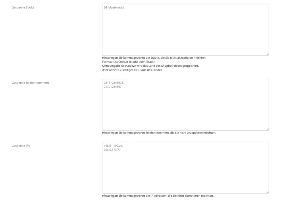 Kundenblocker & OptIn-Accounts - Setup G