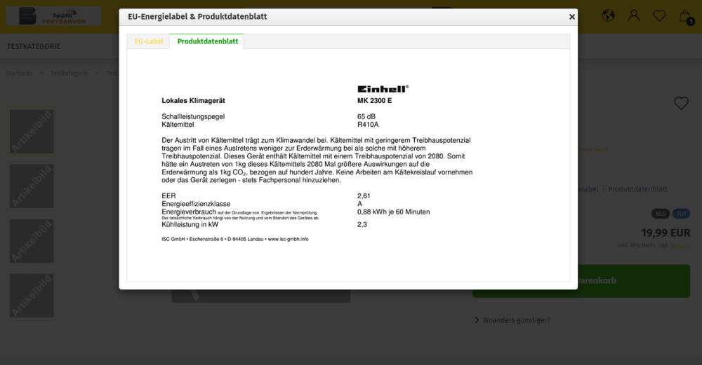 M0021 - Anzeige Datenblatt