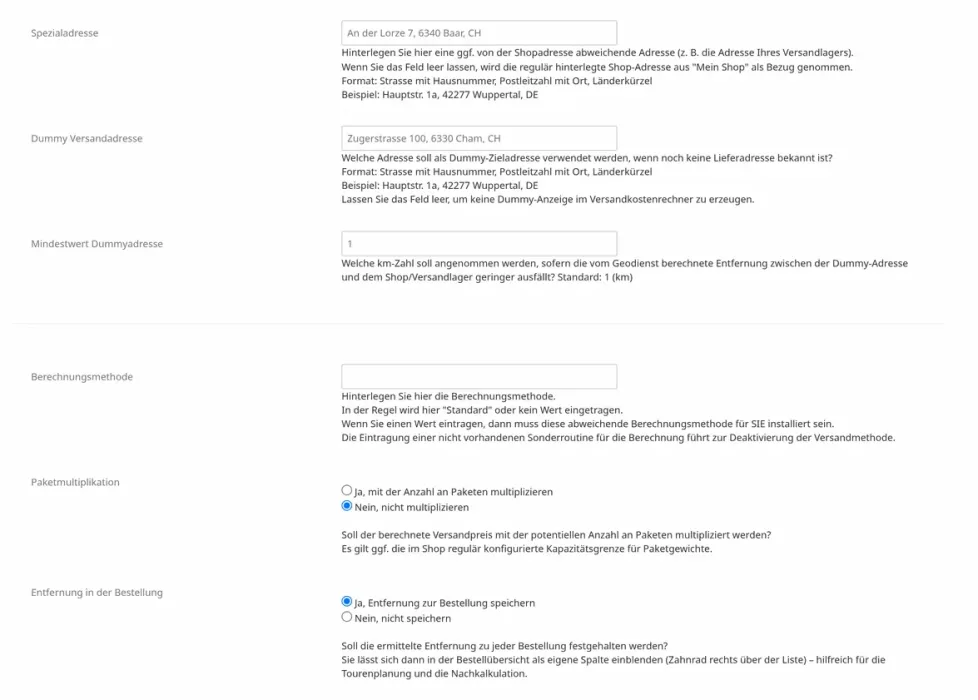 Versand nach Entfernung - Setup 3