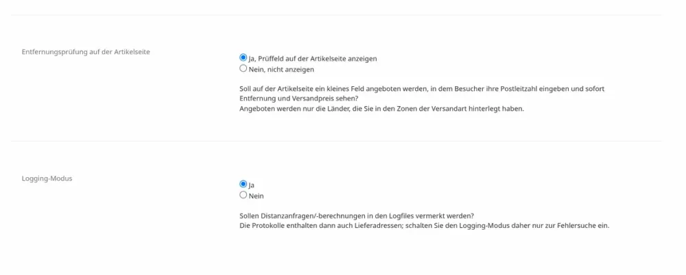 Versand nach Entfernung - Setup 4