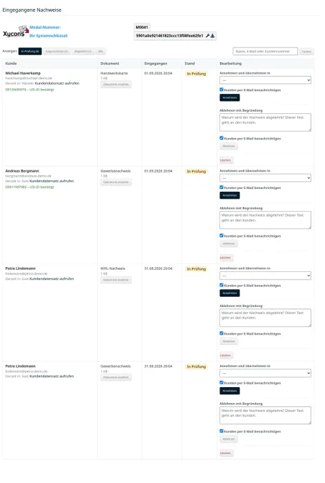 M0041 - Gewerbenachweis - Nachweisverwaltung