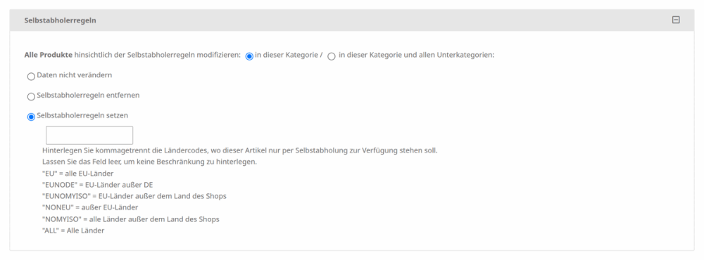 M0045 - Selbstabholer-Regeln - Serienänderung