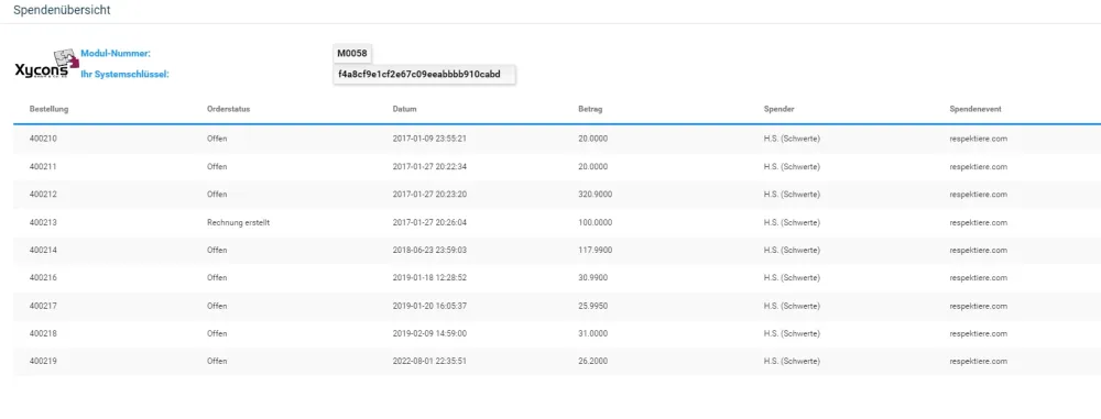 M0058 - Spendenreport
