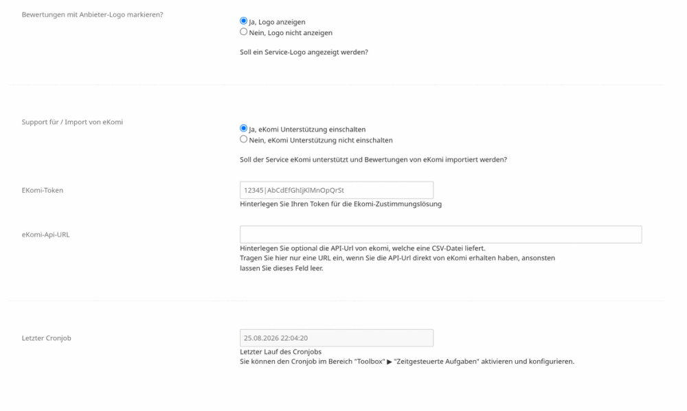 M0069 - Ekomi-Bewertungsimport - Setup 2