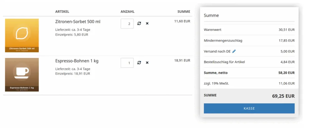 Bestellzuschlag - WK Beispiel Summenzeile