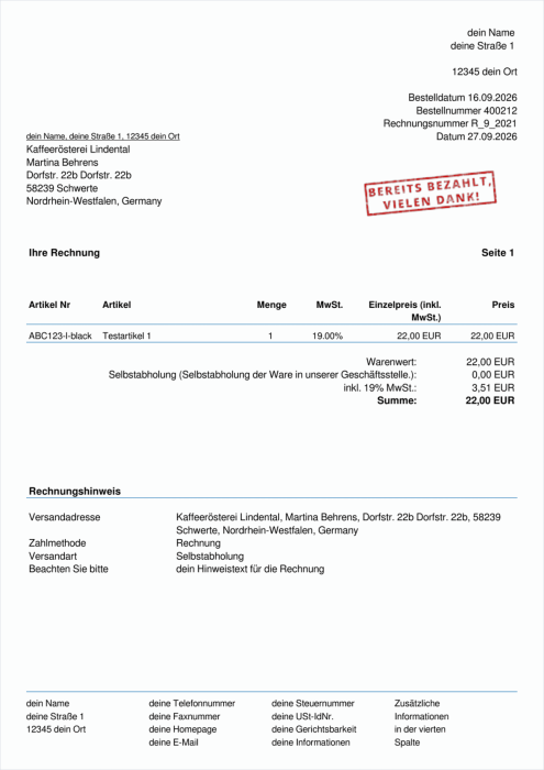 M0093 - Bezahlt-Stempel - Rechnung