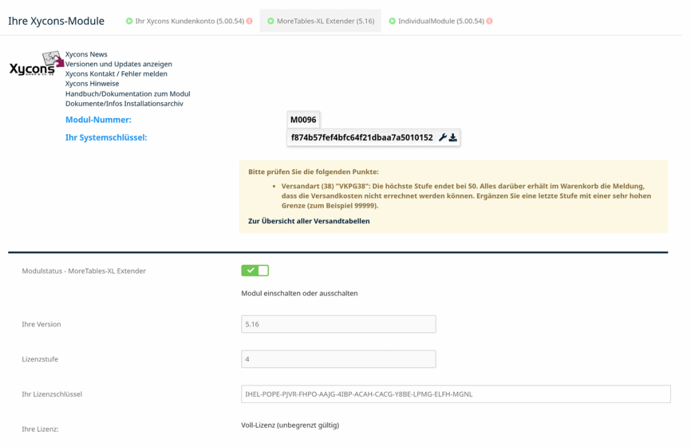 M0096 - MoreTablesXL - Setup