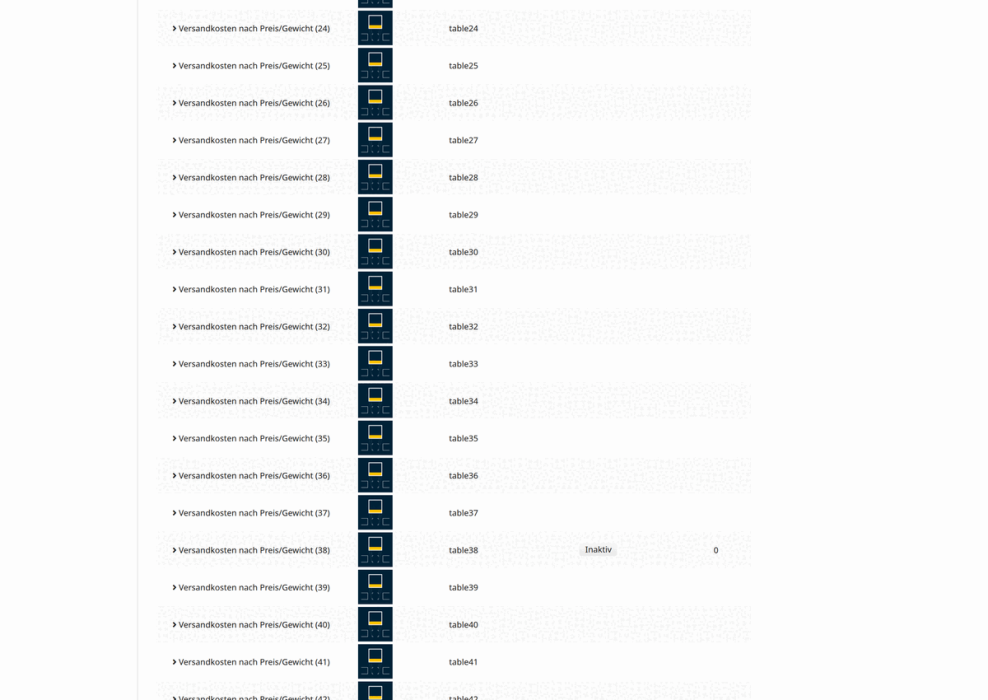M0096 - MoreTablesXL - Versandarten Backend 2