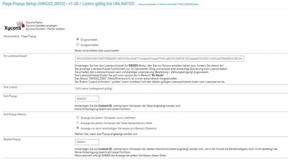 Page-Popups - Setup