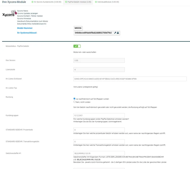 M0083 - PayPal-Gebühr Setup