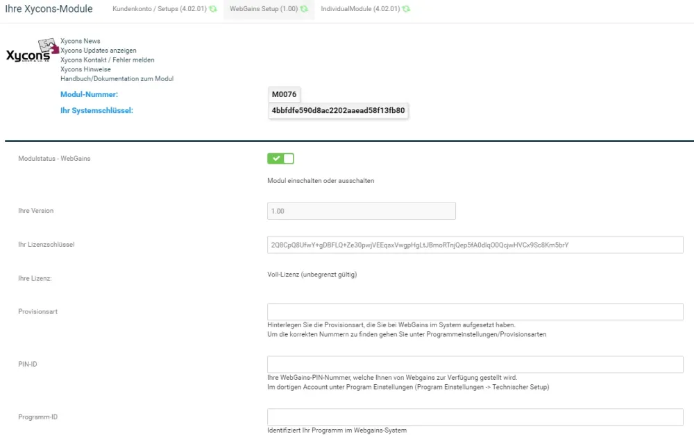 Webgains-Tracking - Setup